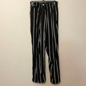 Black and white striped flared pants